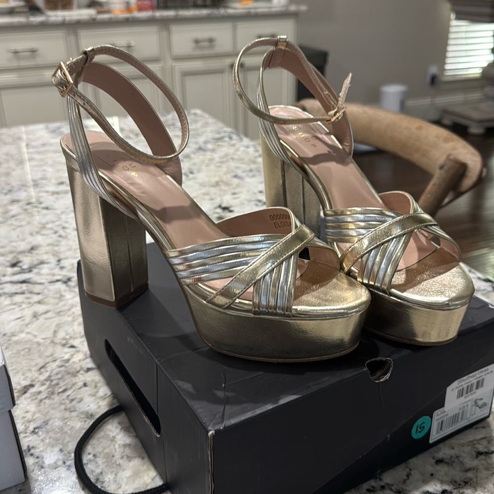 Gold platform heels